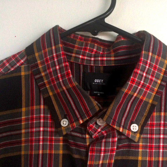 Obey Other - M | OBEY plaid longsleeve button down shirt